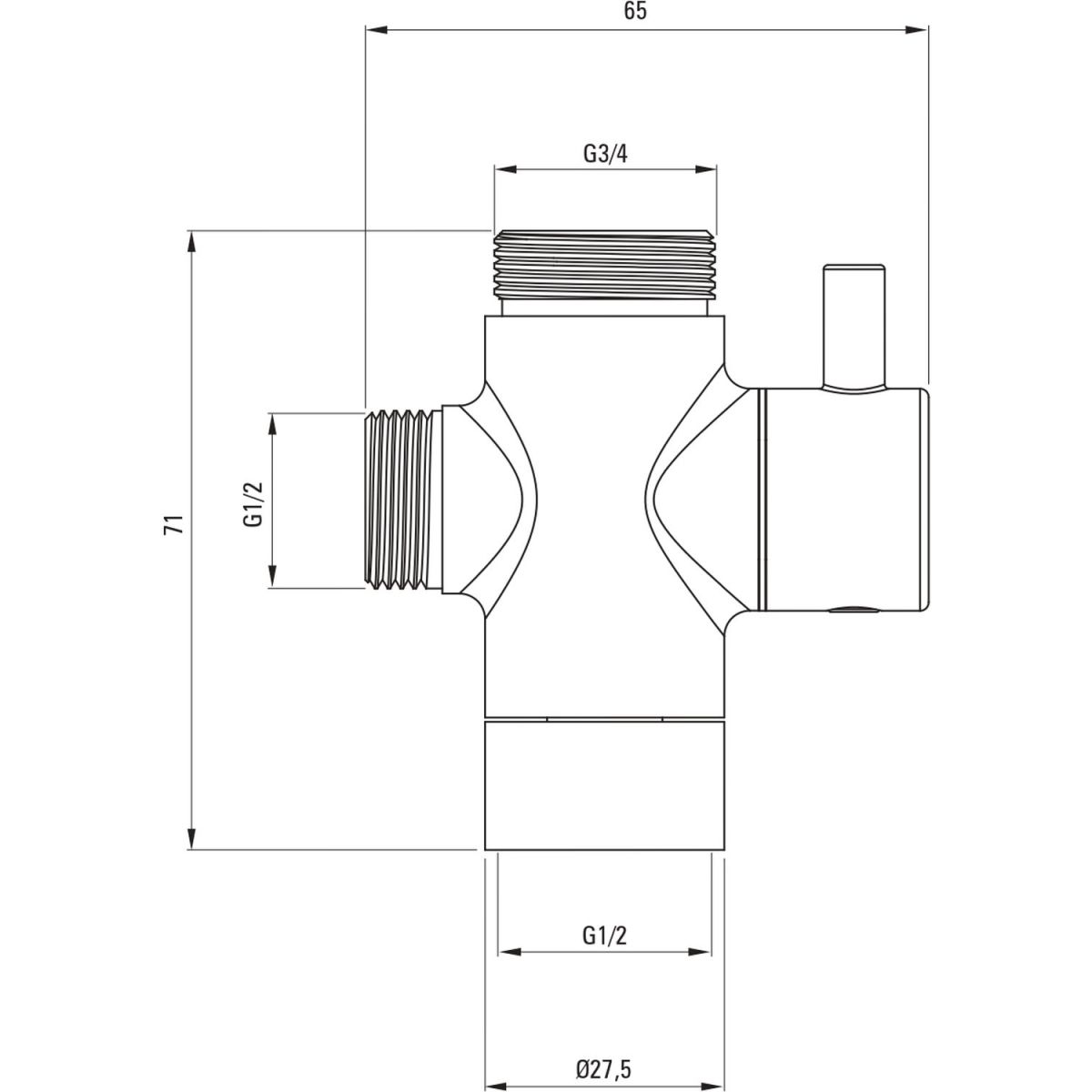Commutateur pour colonnes de douche 2 fonctions Deante en chromé - vue 4