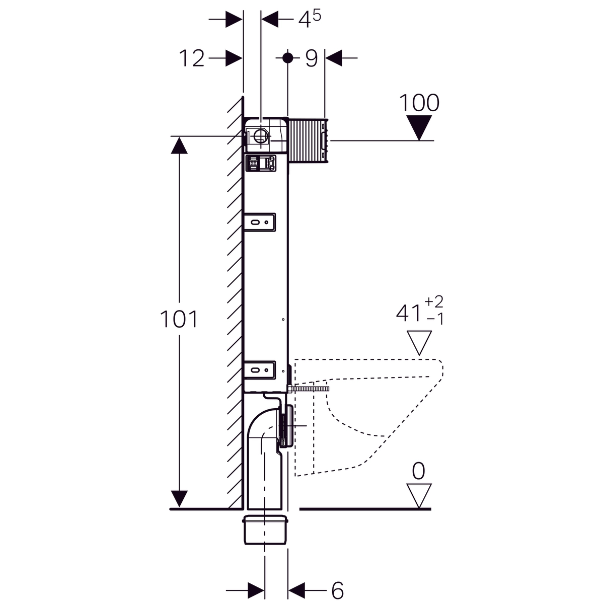 Bâti-support Geberit Combifix Omega 12 cm (hauteur : 106 cm), pour montage dans parois maçonnées - vue 9