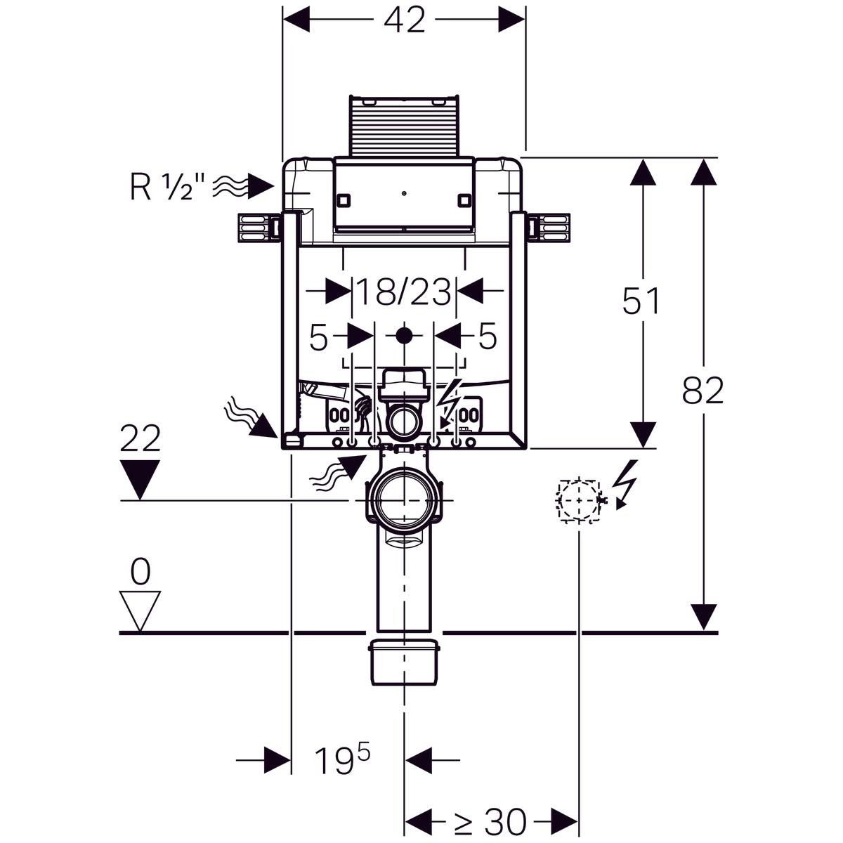 Bâti-support Geberit Combifix Omega 12 cm avec déclenchement par le haut (hauteur réduite : 82 cm), pour montage dans parois maçonnées - vue 8