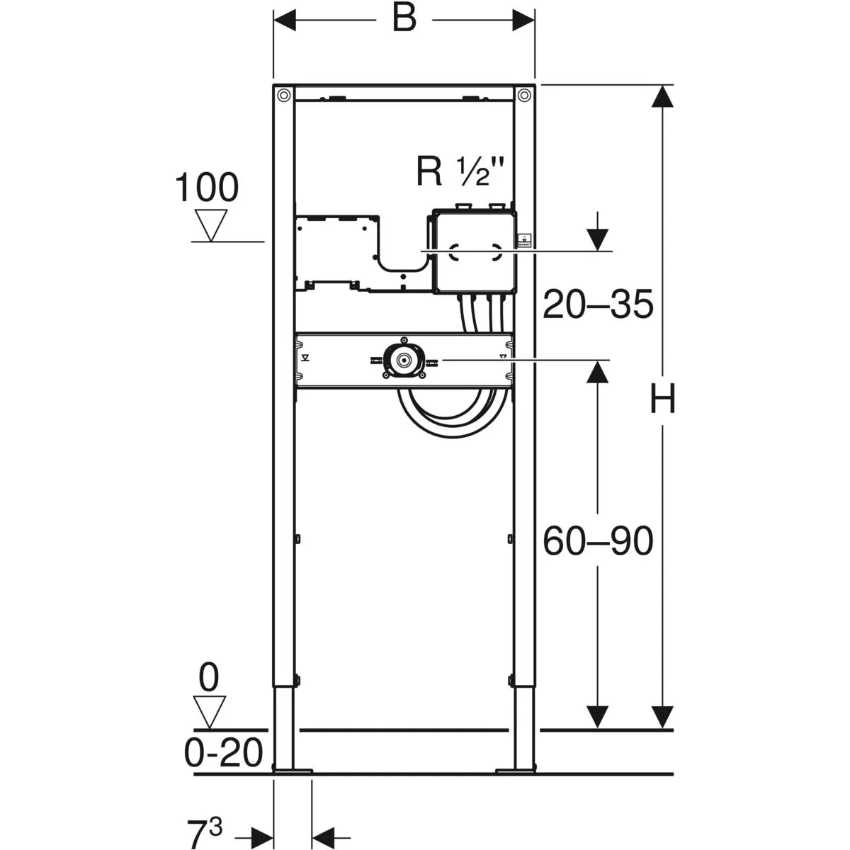 Bâti-support Geberit Duofix pour robinetterie murale électronique — vue 3