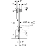 Schéma technique Geberit Duofix Alpha 12 cm Next 3.0 avec dimensions pour l'installation de toilettes suspendues.