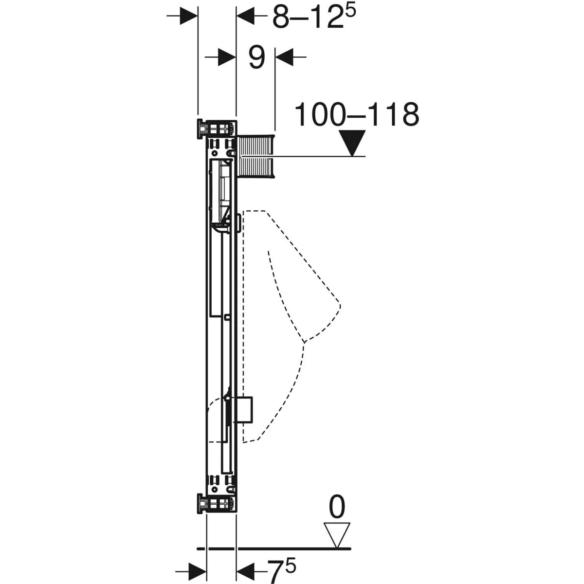 Bâti-support Geberit Combifix pour urinoir avec siphon intégré — vue 3