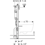 Dimensions du cadre de support de toilette mural Geberit Duofix Sigma 12 cm.