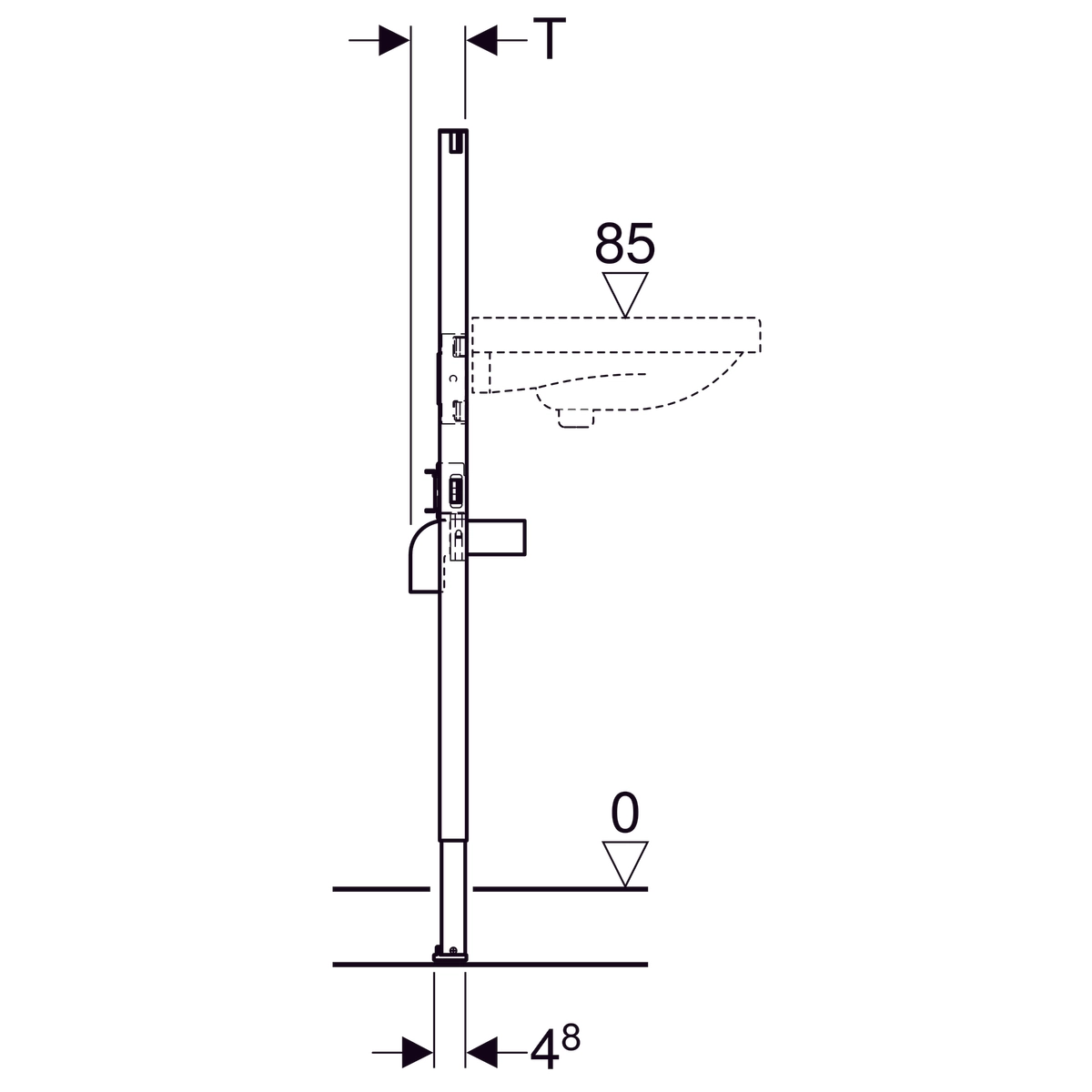 Bâti-support Geberit Duofix pour lavabo 112 cm avec robinetterie sur gorge - vue 4