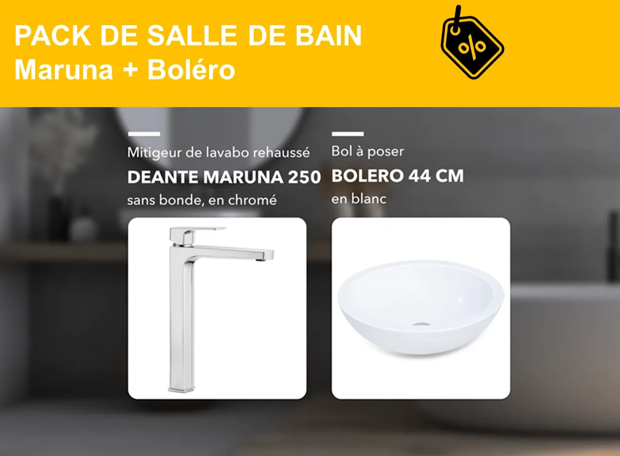 PACK : mitigeur de lavabo rehaussé Maruna et bol à poser Bolero 44 cm
