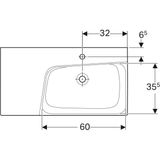 Plan-vasque Geberit Xeno² 90 cm avec espace de rangement à gauche et avec trou de robinetterie