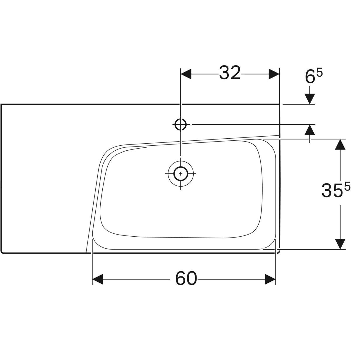 Plan-vasque Geberit Xeno² 90 cm avec espace de rangement à gauche et avec trou de robinetterie — vue 5