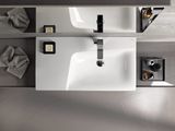 Plan-vasque Geberit Xeno² 90 cm avec espace de rangement à gauche et avec trou de robinetterie