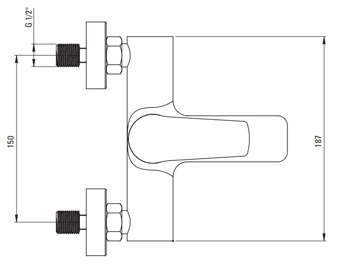 Mitigeur de bain / douche Deante Tubo en chromé — vue 4