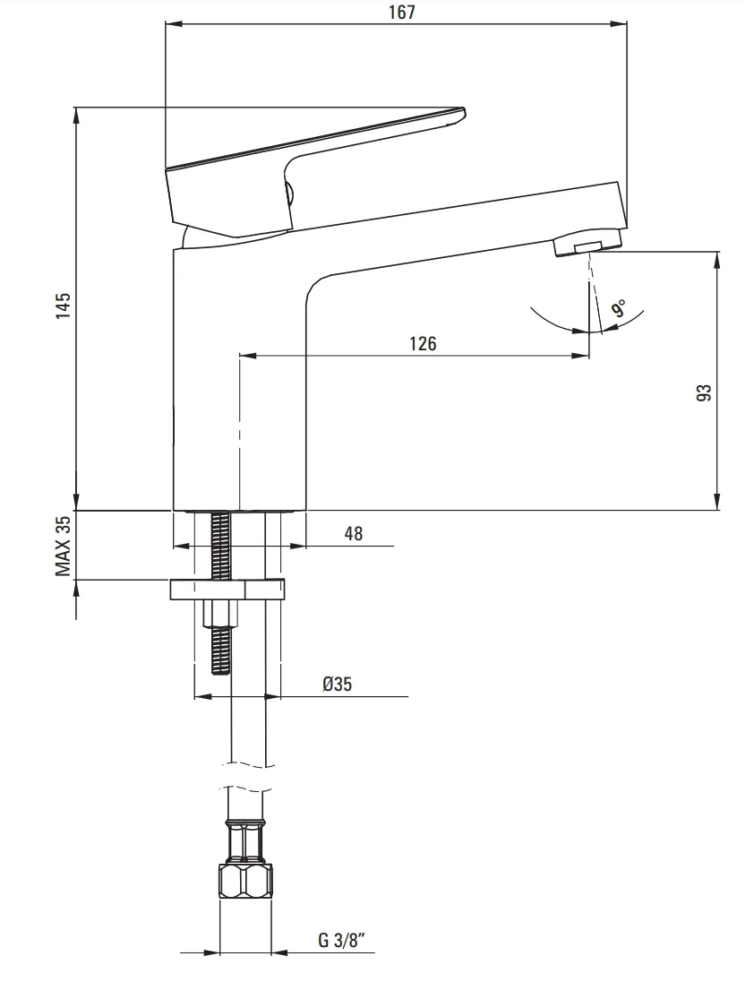 Mitigeur de lavabo Neo Maro 95 sans bonde en noir mat