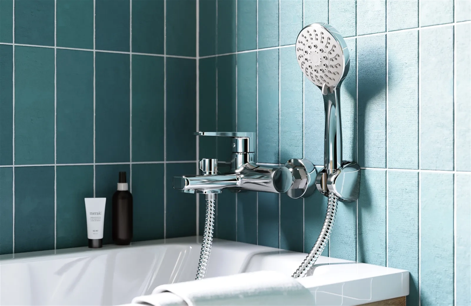 Mitigeur de bain / douche Deante Tubo en chromé - vue 2