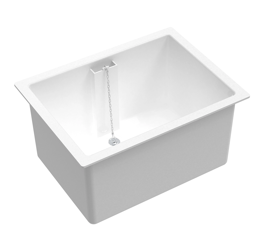 Bac de laboratoire Presto 60 x 45 cm anti-acide avec trop-plein et bonde