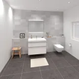 WC suspendu Geberit Combifix Alpha 12 cm et accessoires de salle de bains, blanc, design moderne, WC suspendu.