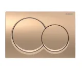 Plaque de commande de chasse d'eau double ronde Geberit Alpha01, or rouge brossé, panneau de bouton de chasse d'eau moderne.