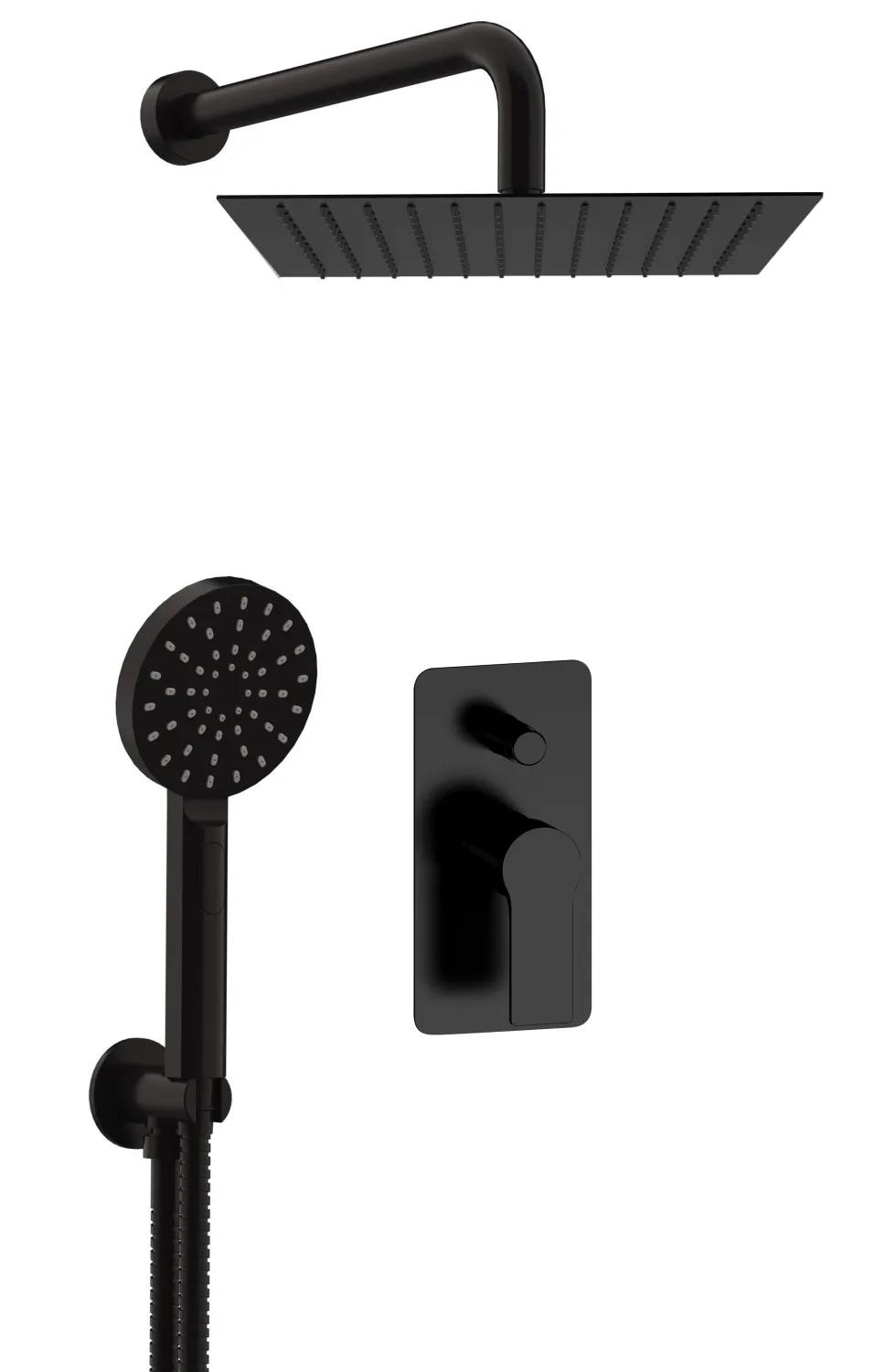 Ensemble de douche encastré Remer Energy 300 mm en laiton noir mat
