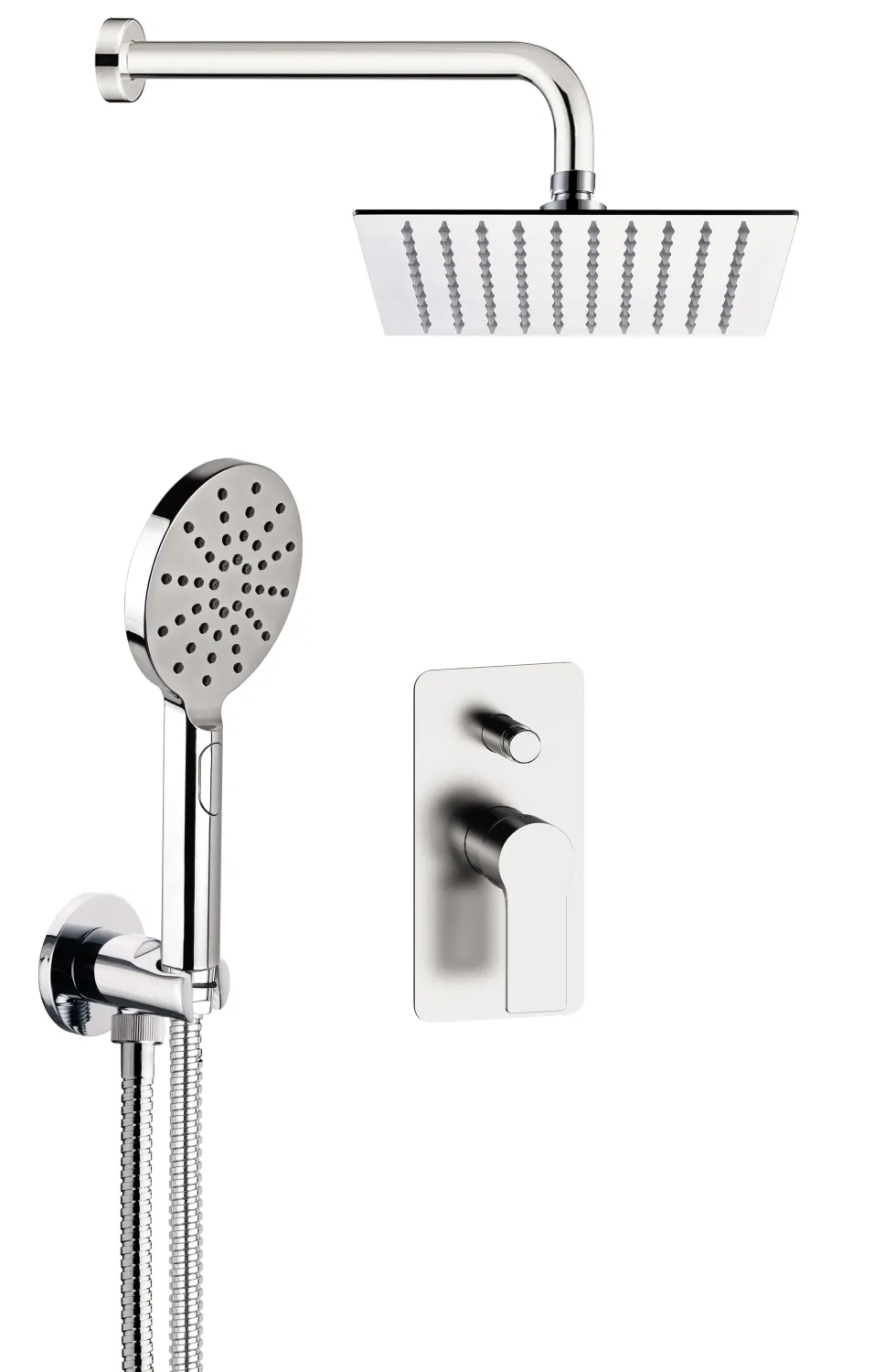Ensemble de douche encastré Remer Energy 250 mm en laiton chromé