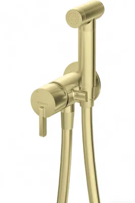 Ensemble hygiénique de WC avec mitigeur encastré Deante Silia en PVD or brossé avec flexible de 120 cm
