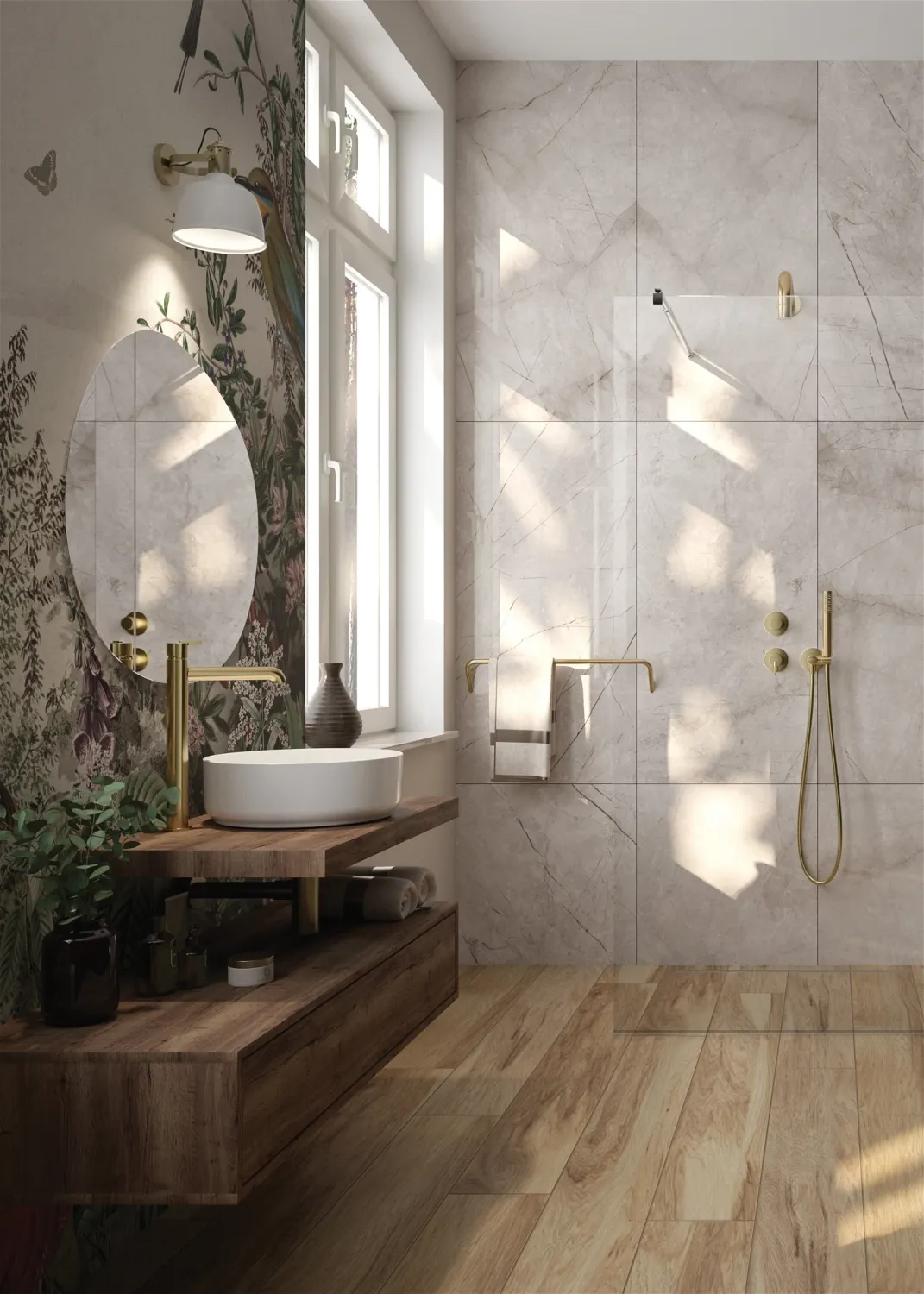 Mitigeur de lavabo rehaussé Deante Silia 265 sans bonde en PVD or brossé — vue 4