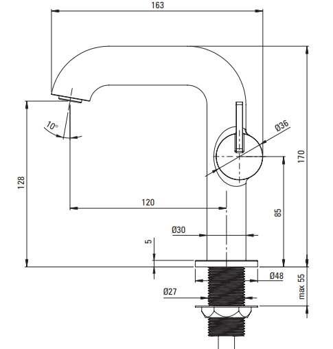 Mitigeur de lavabo Deante Silia 128 sans bonde en noir mat - vue 2