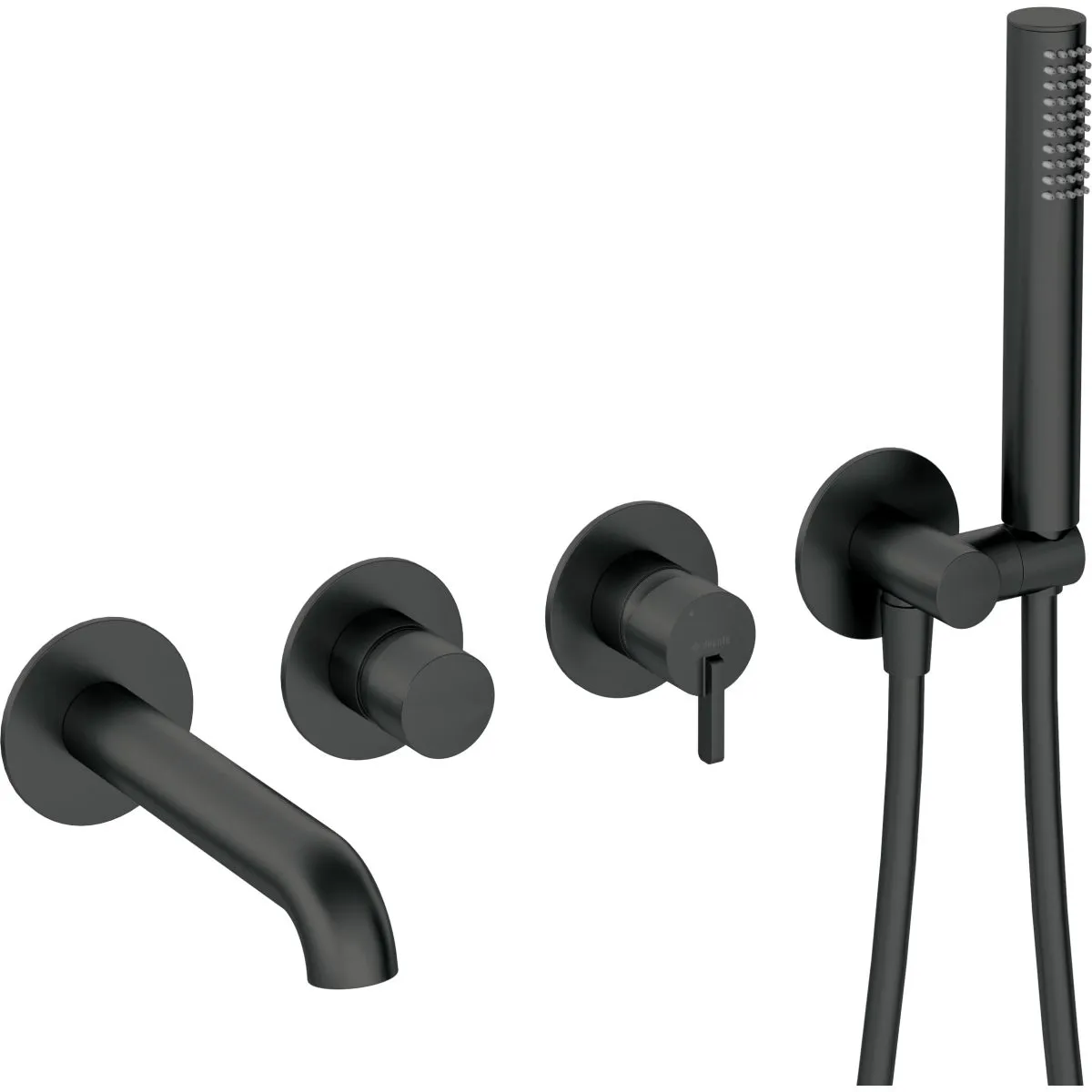 Wall-mounted bathtub/shower mixer 4 holes Deante Silia in matte black