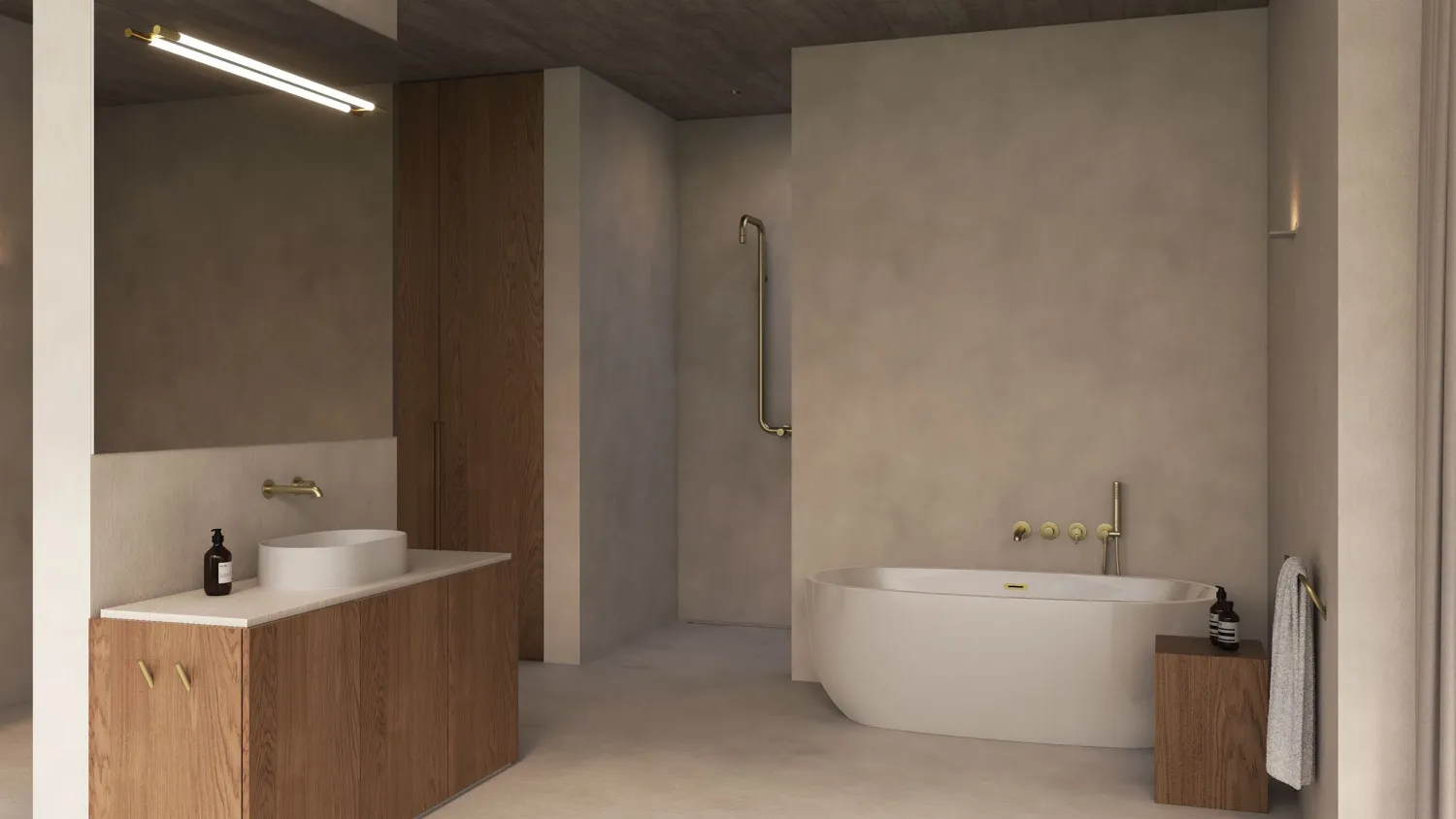 Built-in Bath/Shower Mixer 4 Holes Deante Silia in Brushed Gold