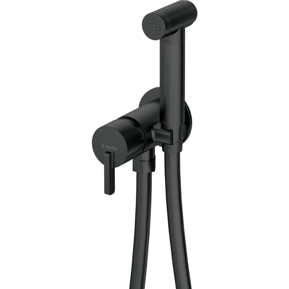 Ensemble hygiénique de WC avec mitigeur encastré Deante Silia en noir mat avec flexible de 120 cm