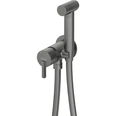 Ensemble hygiénique de WC avec mitigeur encastré Deante Silia en titane avec flexible de 120 cm