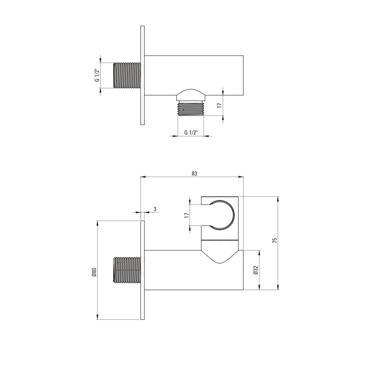 Mitigeur encastré de bain / douche 4 trous Deante Silia en titane - vue 5