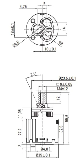 Four-Hole Faucet for Bathtub Edge Installation Deante Silia in Titanium