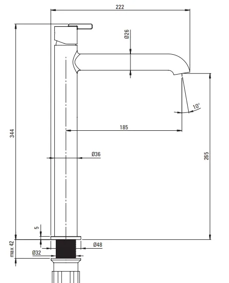 Mitigeur de lavabo rehaussé Deante Silia 265 sans bonde en PVD bronze brossé — vue 3