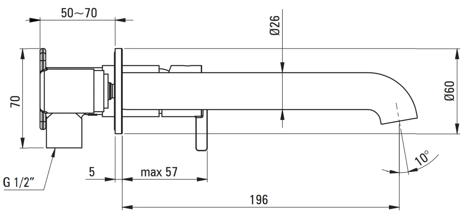Mitigeur de lavabo encastré Deante Silia 208 mm sans bonde en blanc mat — vue 3