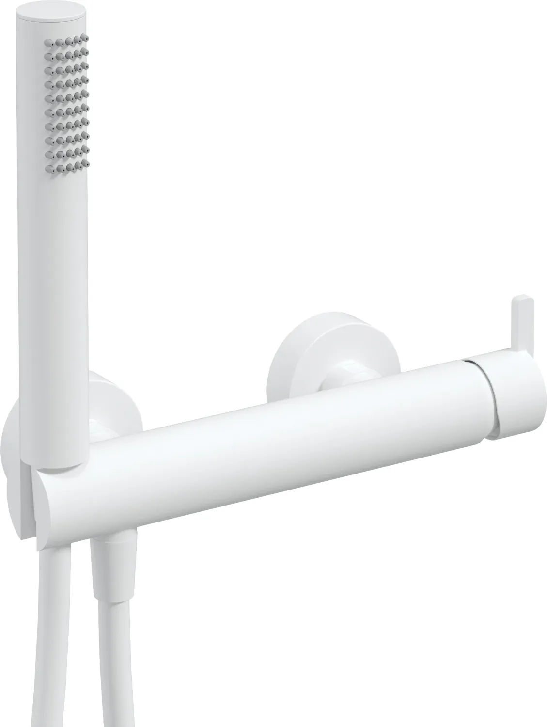 Mitigeur de douche Deante Silia avec support, flexible et douchette à main en blanc mat