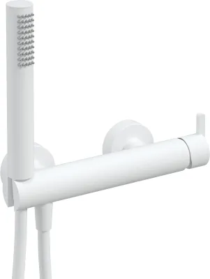 Mitigeur de douche Deante Silia avec support, flexible et douchette à main en blanc mat