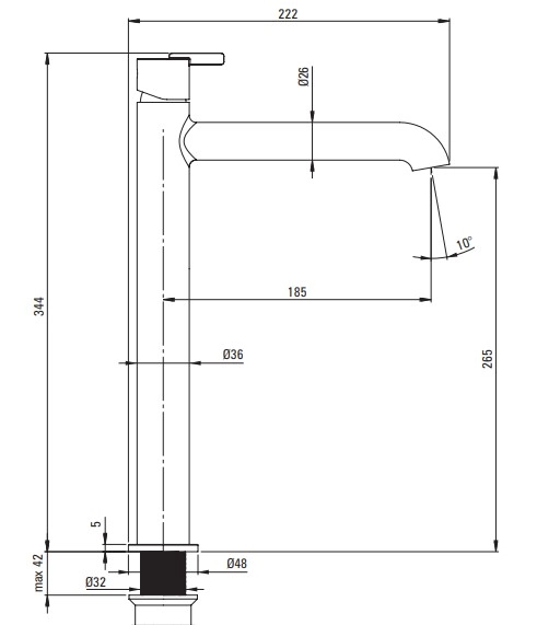 Mitigeur de lavabo rehaussé Deante Silia 265 sans bonde en blanc mat - vue 8
