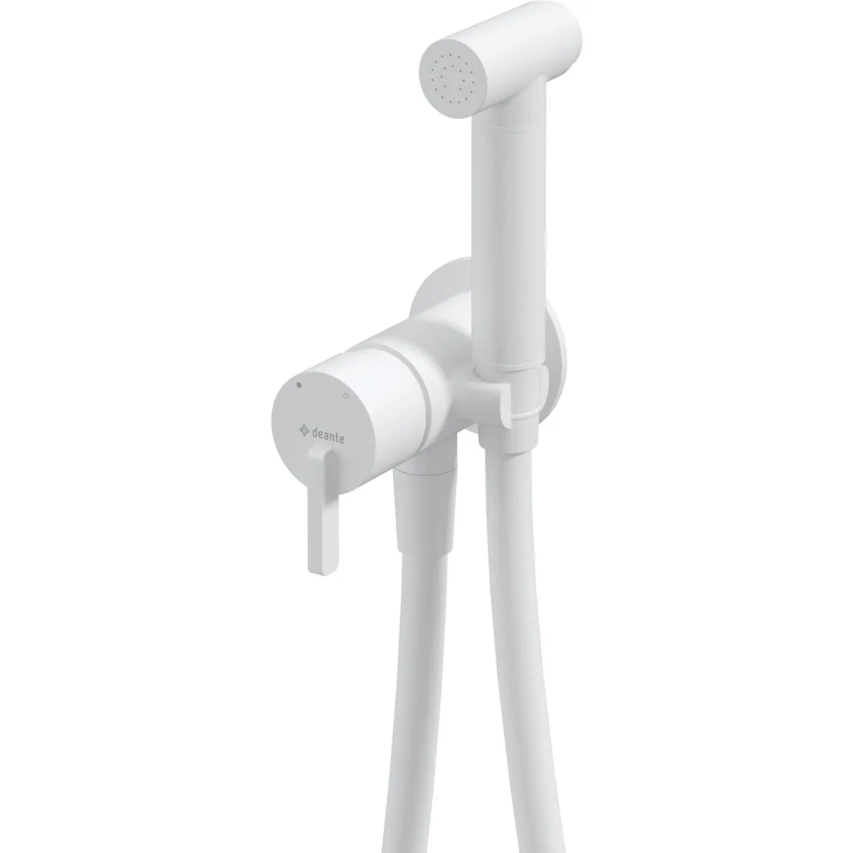 Ensemble hygiénique de WC avec mitigeur encastré Deante Silia en blanc mat avec flexible de 120 cm
