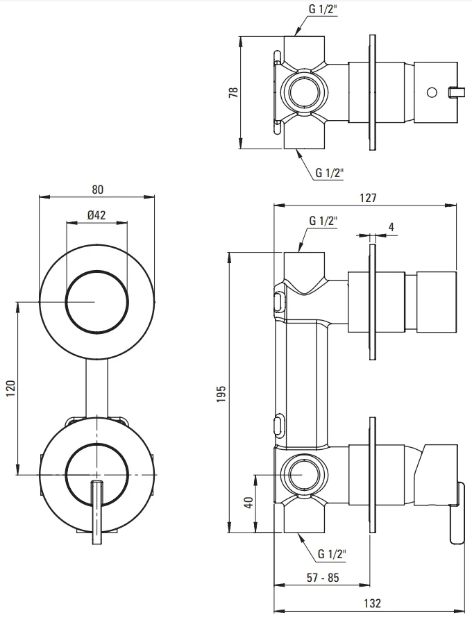 Shower Mixer Deante Silia with Chrome Shower Switch