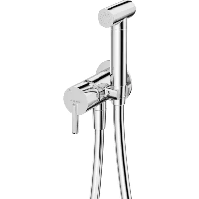 Ensemble hygiénique de WC avec mitigeur encastré Deante Silia en chromé et flexible de 120 cm