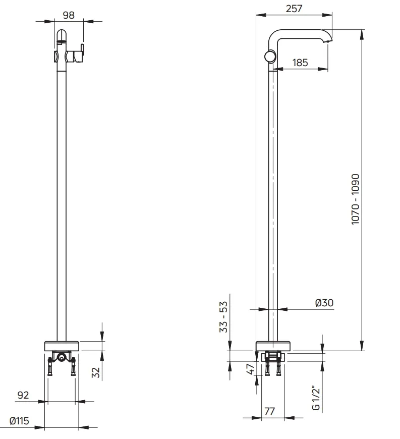 Deante Silia Chrome Floor Mounted Basin Mixer