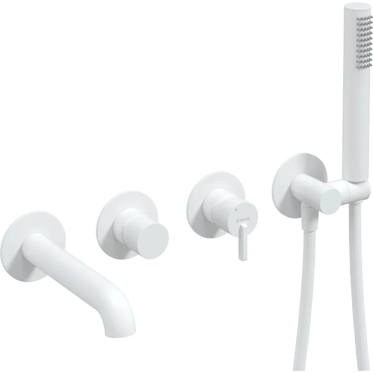 Wall-Mounted Bath/Shower Mixer 4 Holes Deante Silia in Matte White