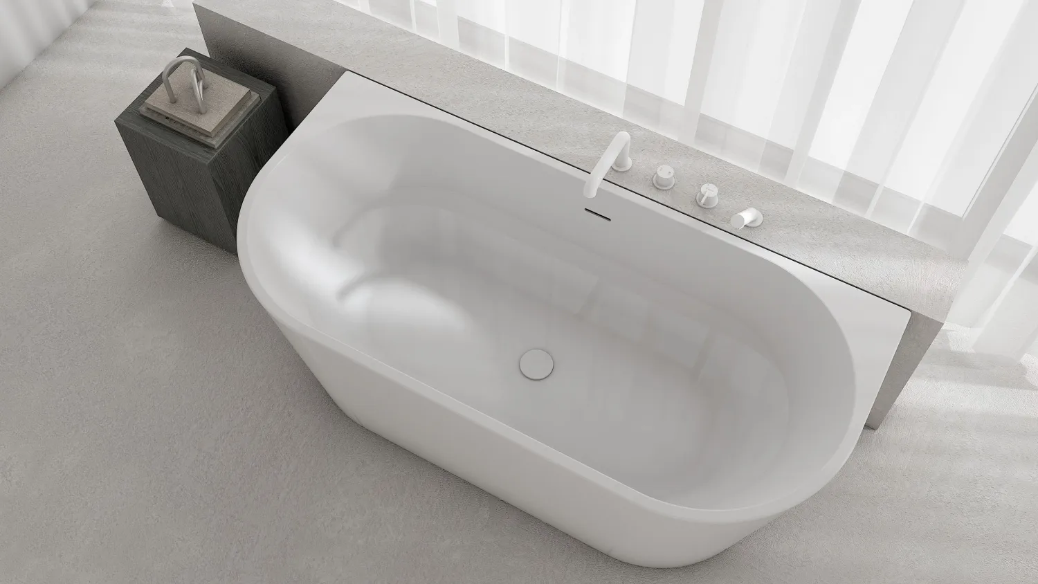 4-Hole Faucet for Bathtub Edge Installation Deante Silia in Matte White