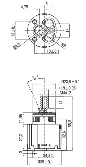 4-Hole Mixer Tap for Bathtub Edge Mounting Deante Silia in Chrome