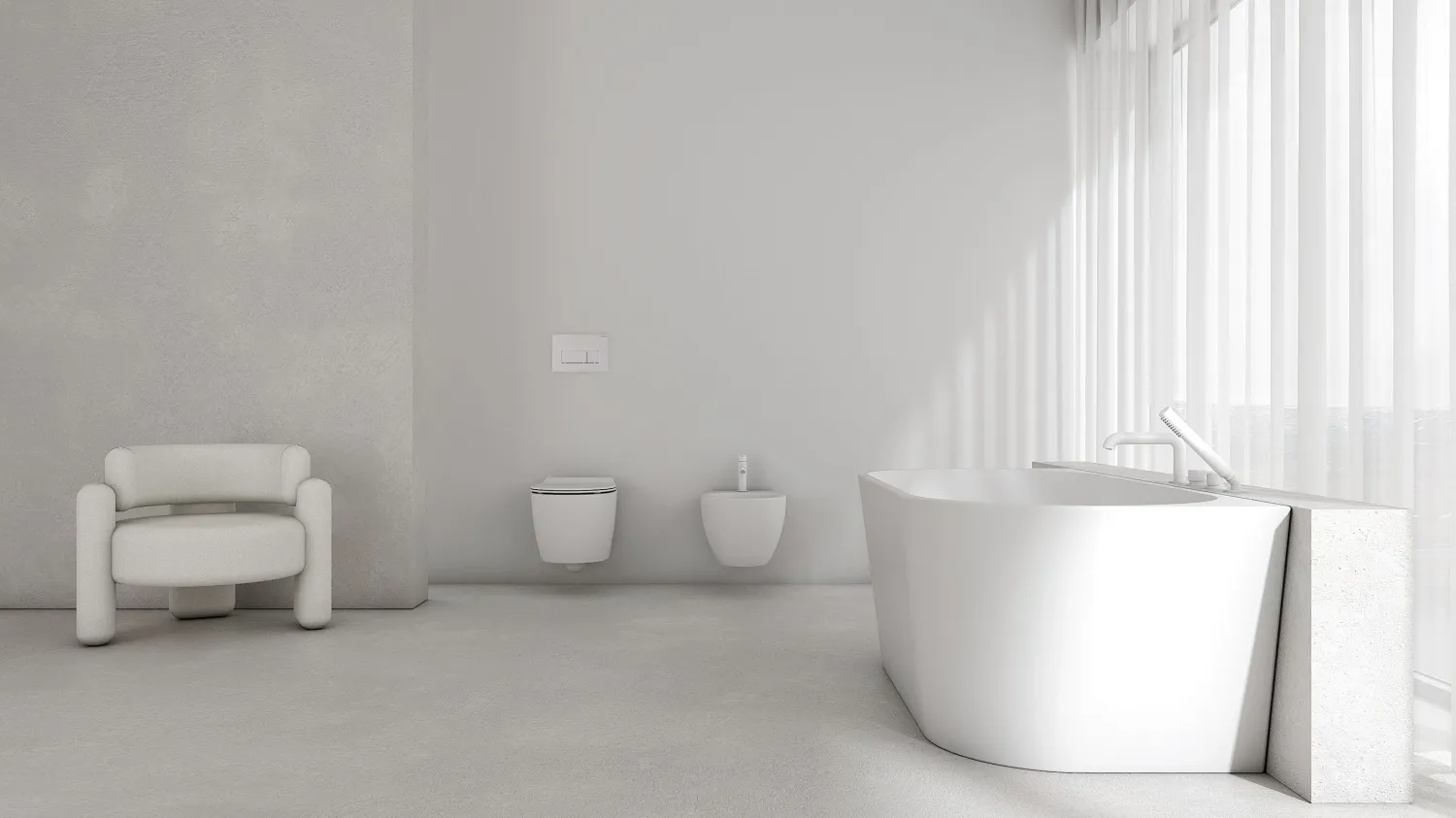 Mitigeur 4 trous pour montage sur bord de baignoire Deante Silia en blanc mat — vue 3