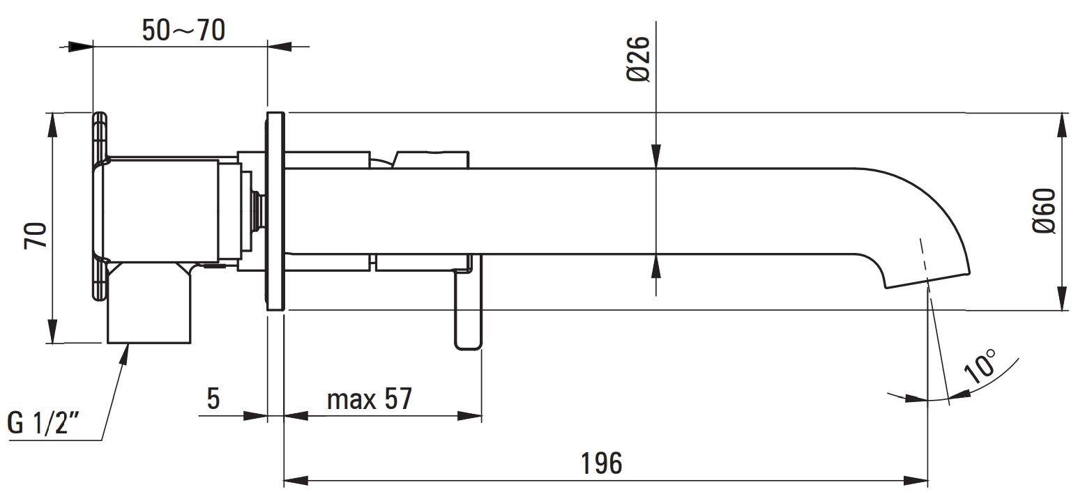 Mitigeur de lavabo encastré Deante Silia 208 mm sans bonde en chromé - vue 4