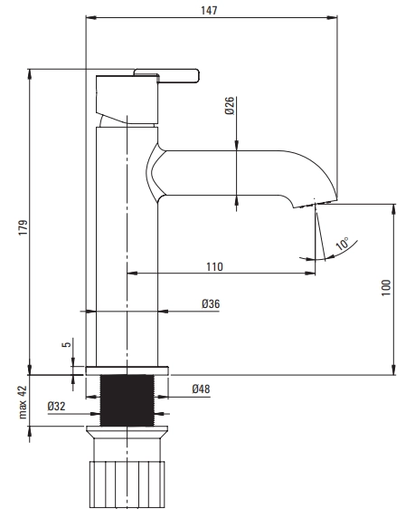 Mitigeur de lavabo Deante Silia 100 sans bonde en blanc mat - vue 4