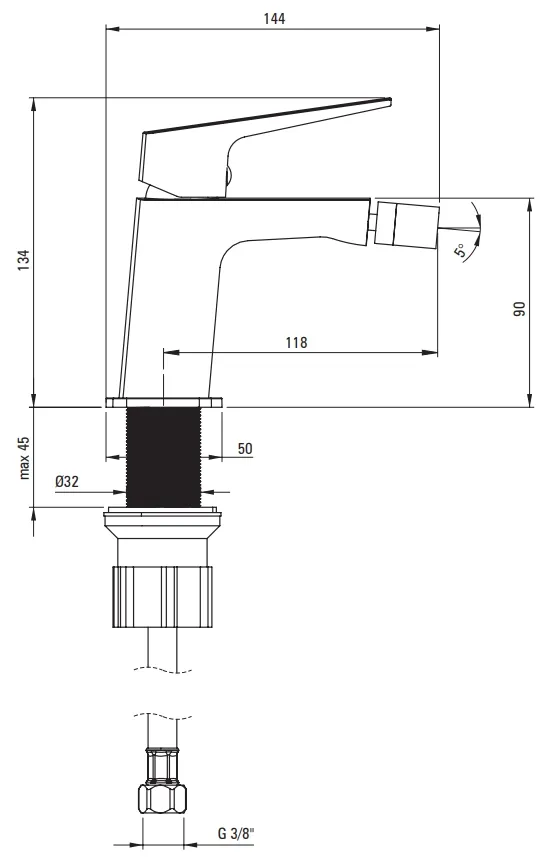 Bidet Mixer Deante Blur without Titanium Plug