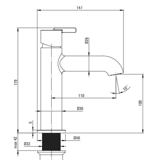 Mitigeur de lavabo Deante Silia 110 sans bonde en chromé — vue 5