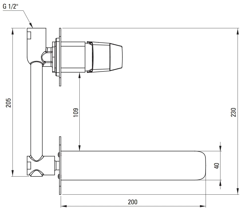 Mitigeur de lavabo encastré Deante Blur 181 mm sans bonde en chromé — vue 3