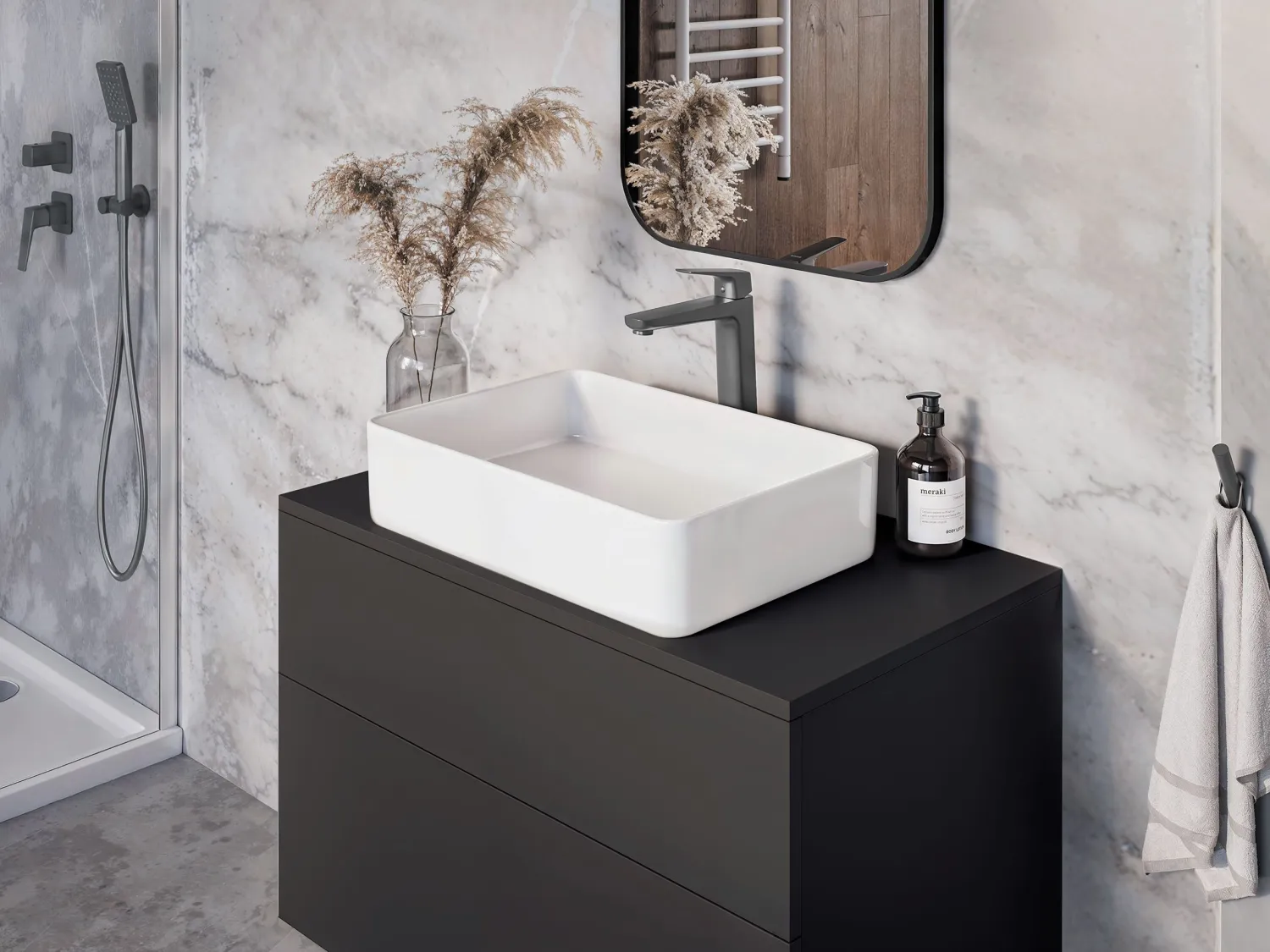 Mitigeur de lavabo rehaussé Deante Blur 226 sans bonde en titane — vue 3