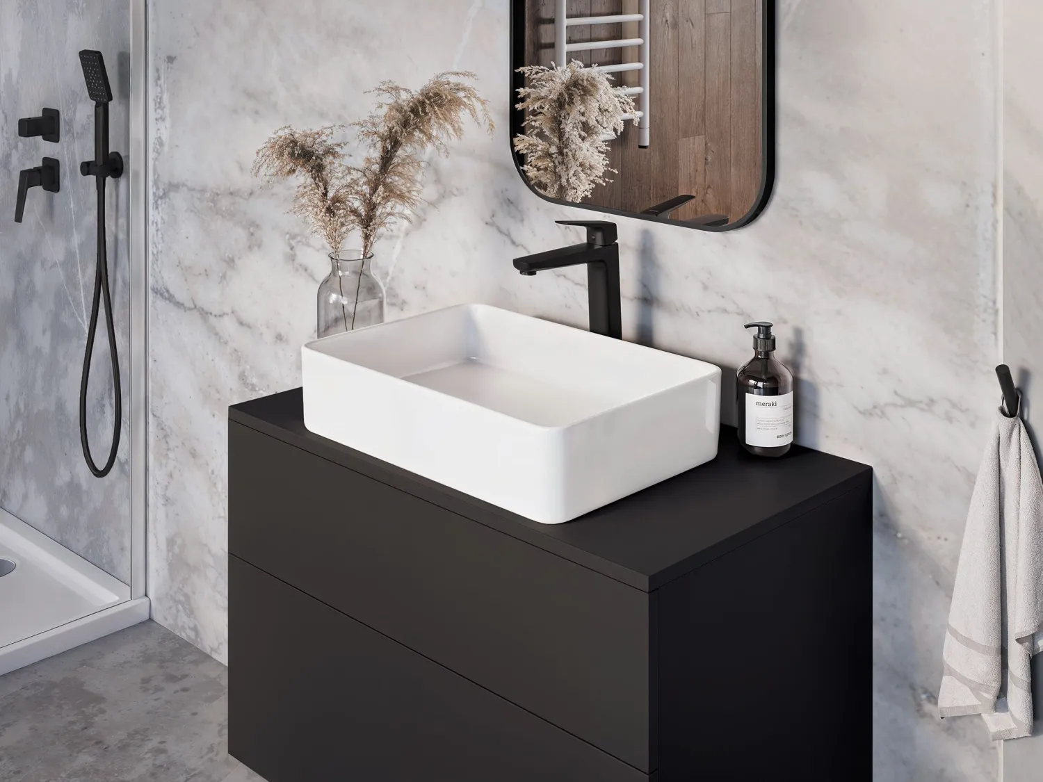 Mitigeur de lavabo rehaussé Deante Blur 226 sans bonde en noir mat — vue 4