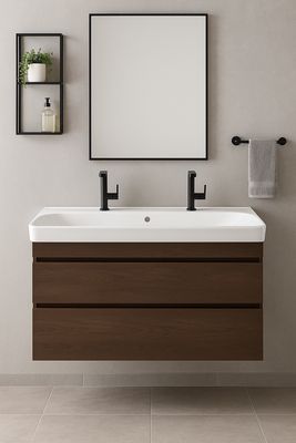 Meuble de salle de bains à deux tiroirs pour lavabo Geberit Smyle 120 cm (sans vasque)